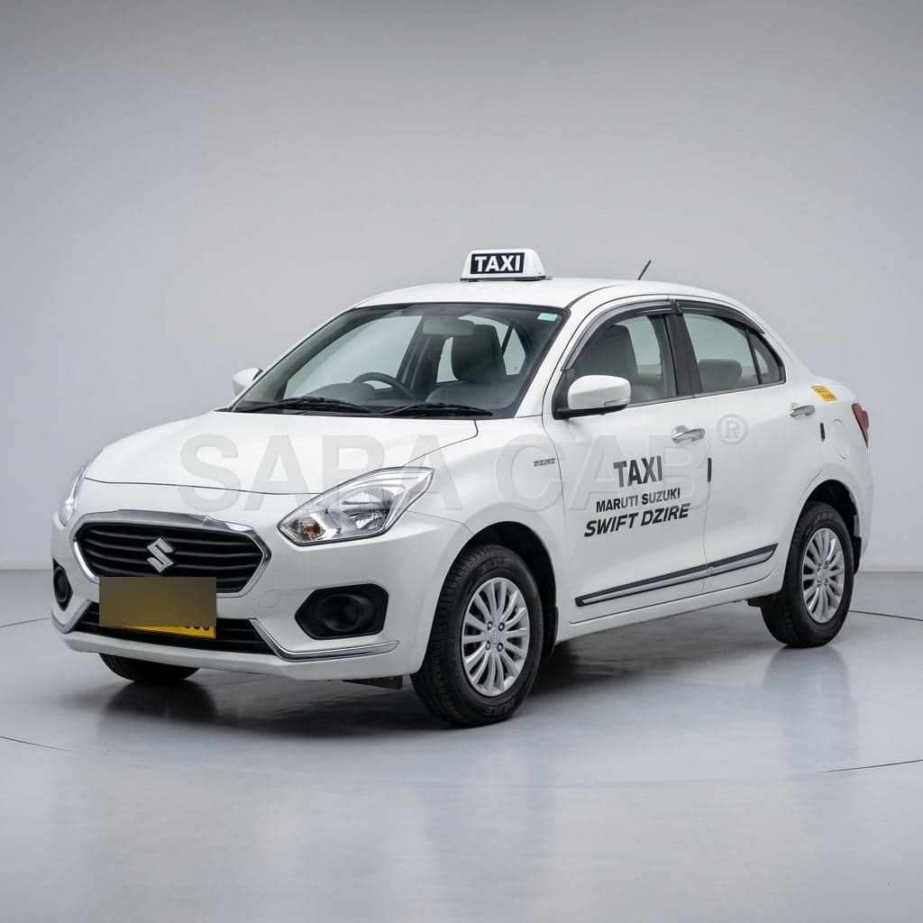Swift Dzire sedan available for chauffeur-driven rental with SARA CAB