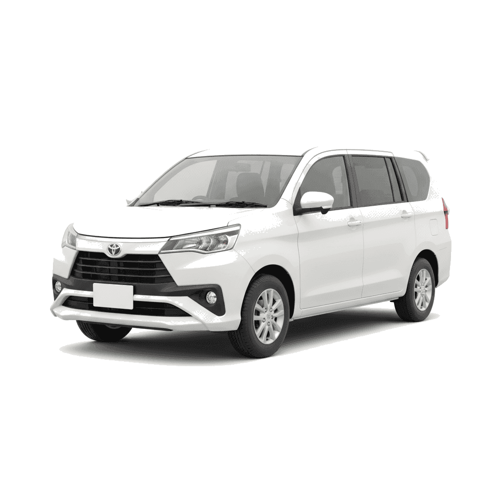 White Toyota Rumion value MPV taxi in Mysore, chauffeur-driven with SARA CAB